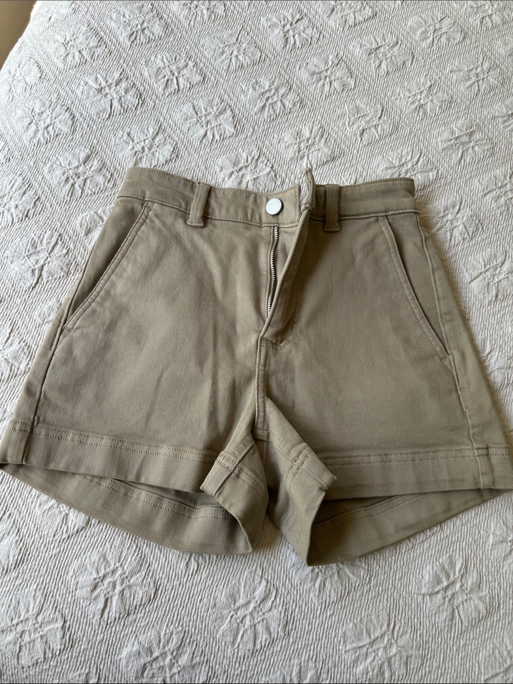 Everlane High-Rise Tan Cotton Shorts
